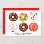 Colorful and Festive Donuts Merry Christmas Holiday Card<br><div class="desc">Merry Christmas! Send holiday wishes to friends and family with this cute donut theme flat card. It features festive donuts featuring stars,  holly,  snowflakes,  snow,  Christmas tree and snowman. The texts are fully editable. Personalize by adding greetings,  names and messages.</div>