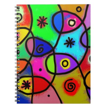 Colorful And Fun Abstract Art On Spiral Notebook by Heartsview at Zazzle