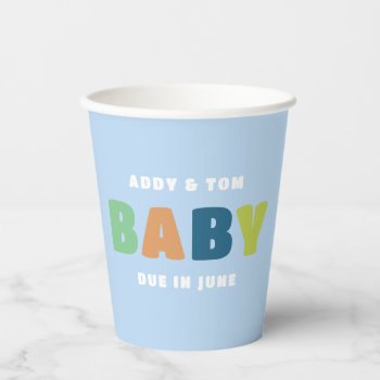 Colorful And Fun Bold Boy Baby Shower Paper Cups by 2BirdStone at Zazzle