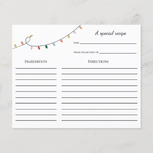 Colorful and Fun Christmas Recipe card