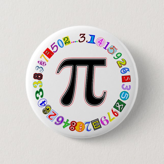 Colorful and Fun Circle of Pi Calculated Pinback Button (Front)