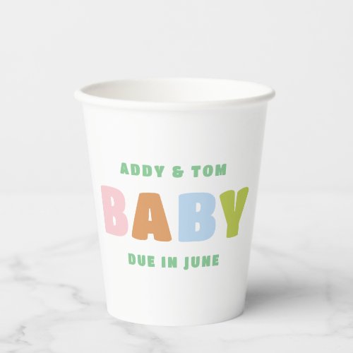 Colorful and Fun Gender Neutral Baby Shower Paper Cups