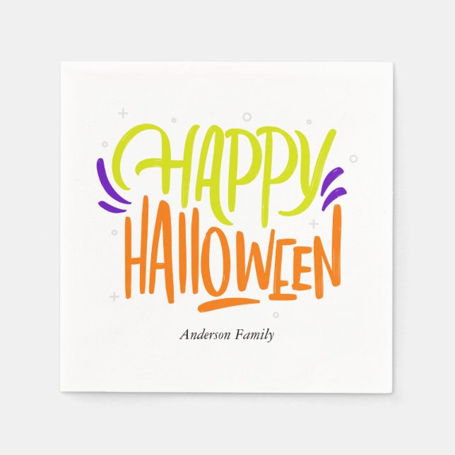 Colorful and Fun "Happy Halloween" Napkins (Front)