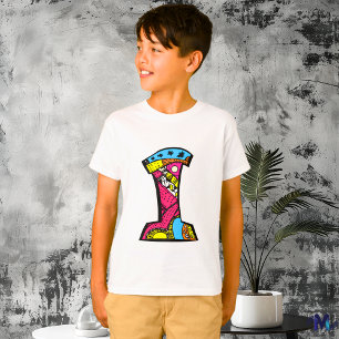 Colorful and Fun Monogram I Tribal and Doodle  T-Shirt