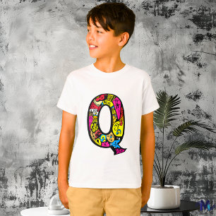 Colorful and Fun Monogram Q Tribal and Doodle odle T-Shirt