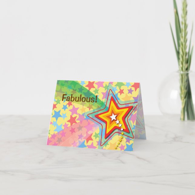 Colorful And Fun Superstar Rainbow Congratulations Card (Front)