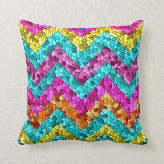 Colorful and Fun Tile Mosaic Chevron Pattern Throw Pillow