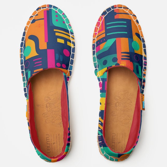 Colorful and geometric abstract pattern  espadrilles (Front)