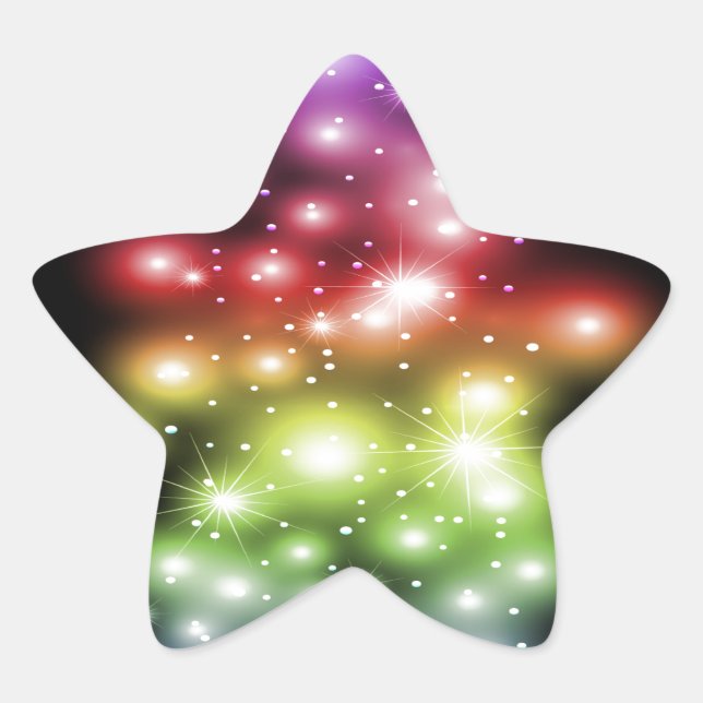 Colorful and Gorgeous Sparkles Rainbow Star Sticker (Front)