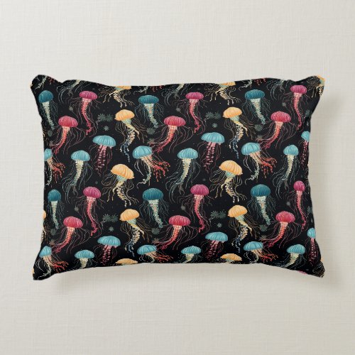Colorful and Graceful Jellyfish  Accent Pillow
