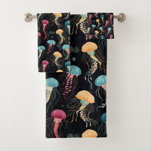 Colorful and Graceful Jellyfish  Bath Towel Set