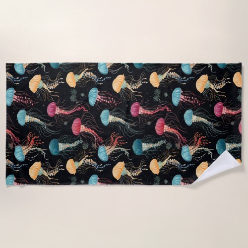 Colorful and Graceful Jellyfish  Beach Towel