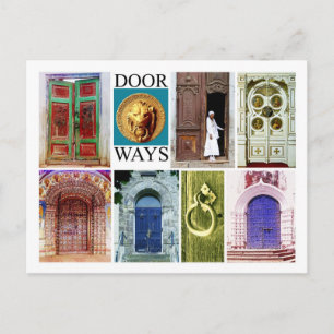 Colorful and inviting doorways postcard