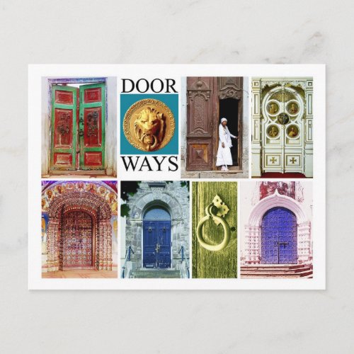 Colorful and inviting doorways postcard