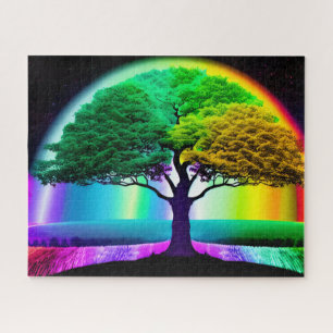 Colorful and Joyful Rainbow Tree of Life Jigsaw Puzzle