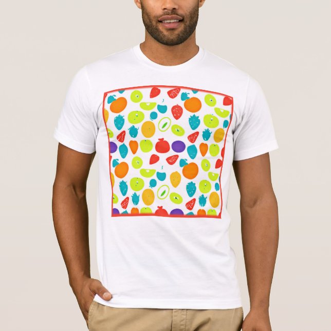 Colorful and Juicy Tropical Pattern T-Shirt (Front)
