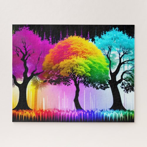 Colorful and Magical Rainbow Forest Trees Jigsaw Puzzle