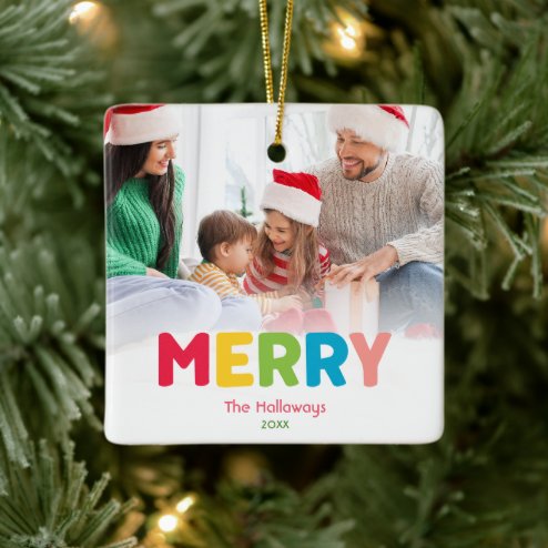 What Christmas looks like in 2026 - Pink Dramatic personalized gifts for you Colorful And Merry Ceramic Ornament – populair kerstcadeau en kerstdecoratie 2026