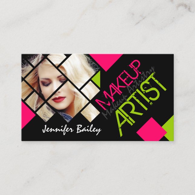 Colorful and Modern Makeup Artist Business Card (Front)