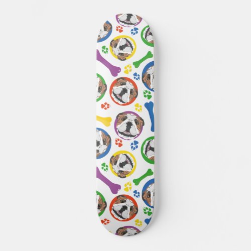 Colorful and playful English Bulldog Skateboard