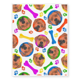 Colorful and playful Rhodesian Ridgeback Temporary Tattoos