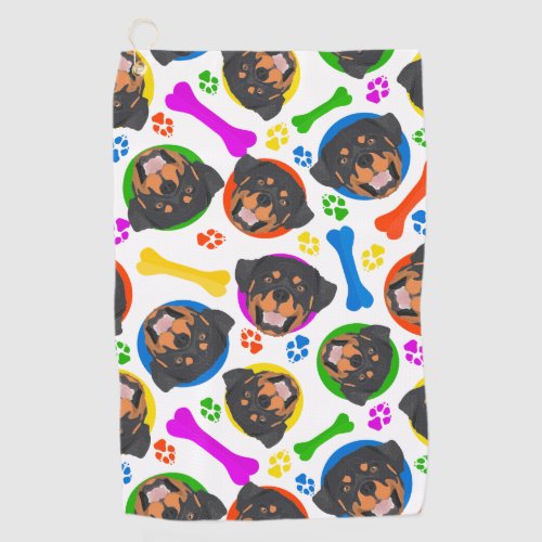 Colorful and playful Rottweiler Golf Towel