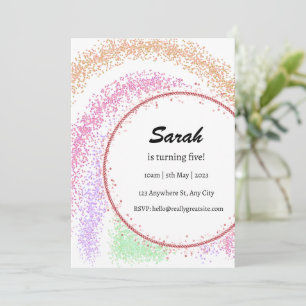colorful and rainbow girl birthday invitation