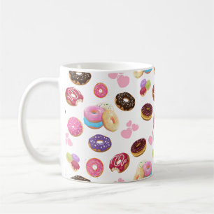 Colorful and Tasty Donuts and Hearts Coffee Mug