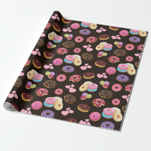 Colorful and Tasty Donuts and Hearts Wrapping Paper