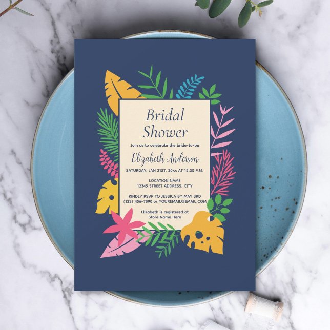Colorful and Tropical Beach Themed Bridal Shower Invitation (Creator Uploaded)