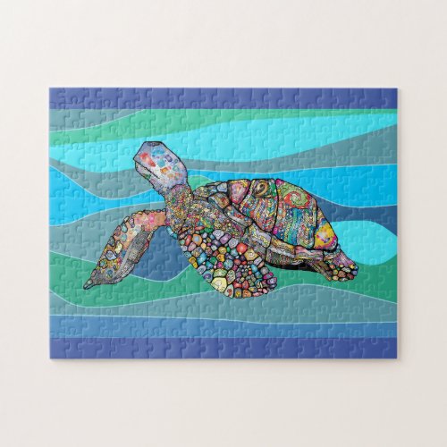 Colorful and Tropical Sea Turtle Jigsaw Puzzle