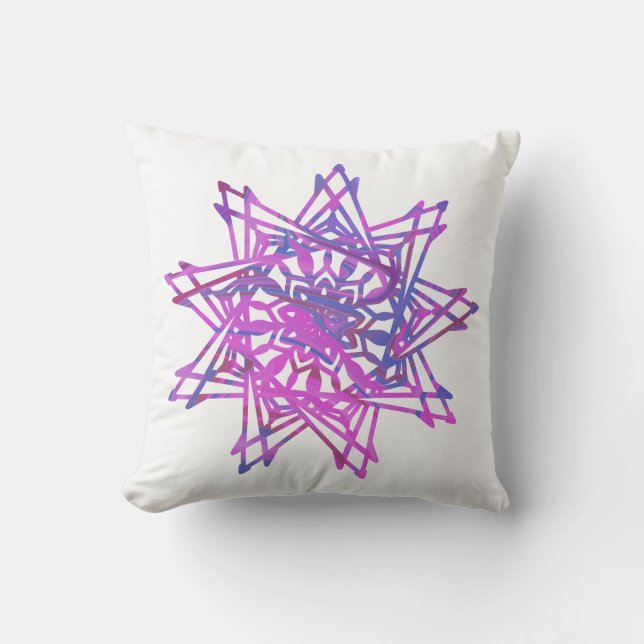 Colorful and Unique Boho Mandala Throw Pillow (Front)