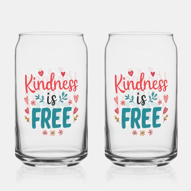 Colorful and Uplifting Kindness Slogan Can Glass (Front)