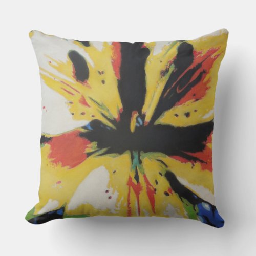 colorful and vibrant flower contempory abstract throw pillow