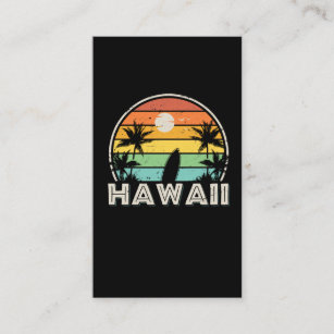 Colorful and Vintage Hawaii Surfing Business Card