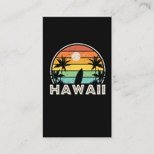 Colorful and Vintage Hawaii Surfing Business Card