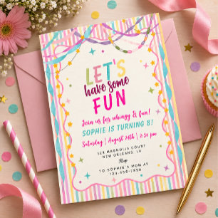 Colorful and whimsical birthday for girl invitation