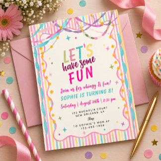 Colorful and whimsical birthday for girl invitation