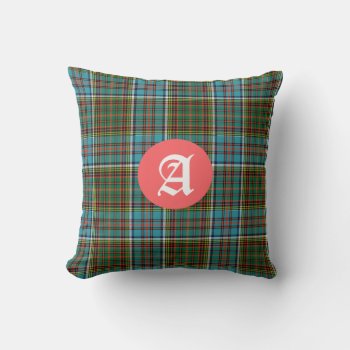 Colorful Anderson Tartan Plaid Monogram Throw Pillow by Everythingplaid at Zazzle