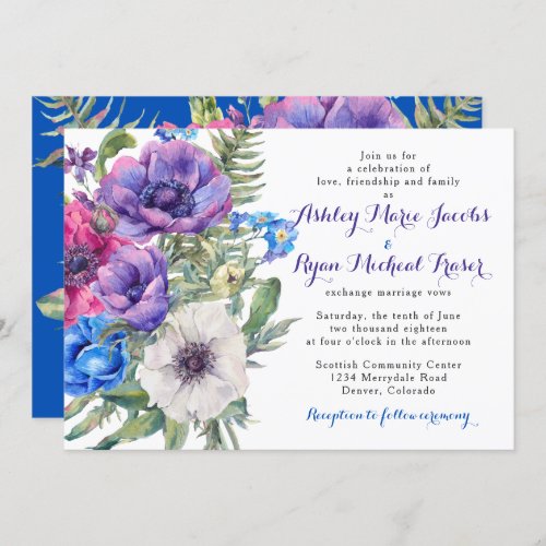 Colorful Anemone Flower Floral Wedding Invitation