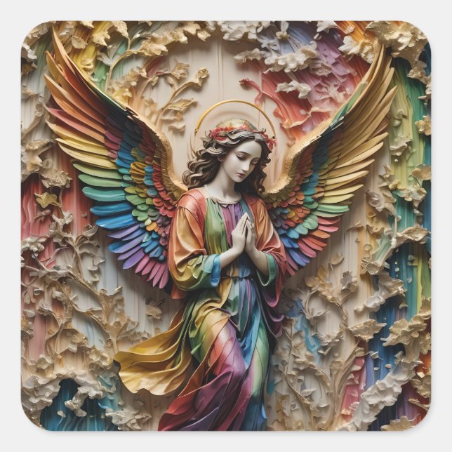 Colorful Angel Square Sticker (Front)