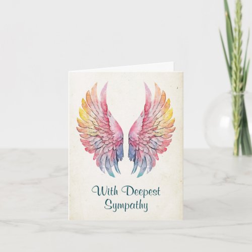 Colorful Angel Wings Condolence Sympathy Card