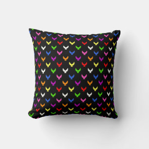 Colorful Angels Pattern Black Throw Pillow