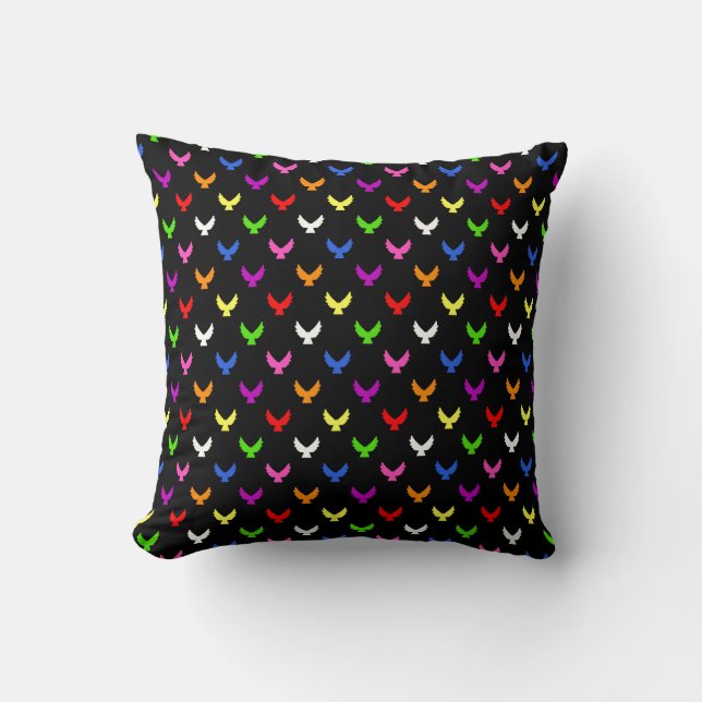 Colorful Angels Pattern Black  Throw Pillow (Front)