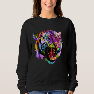 Colorful Angry Tiger Art Graphic Sweatshirt
