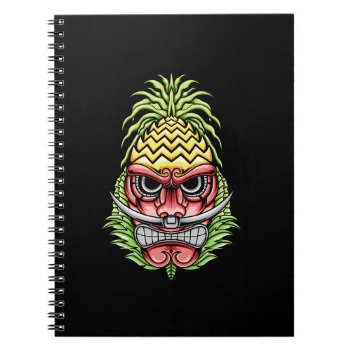 colorful angry tiki with pineapple hat illustratio notebook