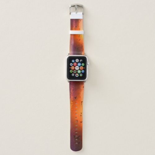 Colorful Animal Autumn Watercolor Painting Apple Watch Band
