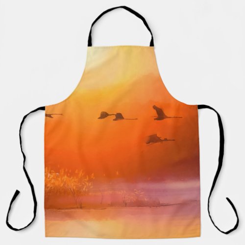 Colorful Animal Autumn Watercolor Painting Apron