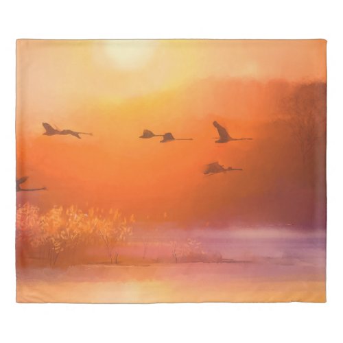 Colorful Animal Autumn Watercolor Painting Duvet Cover