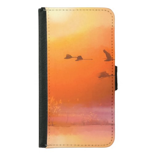 Colorful Animal Autumn Watercolor Painting Samsung Galaxy S5 Wallet Case